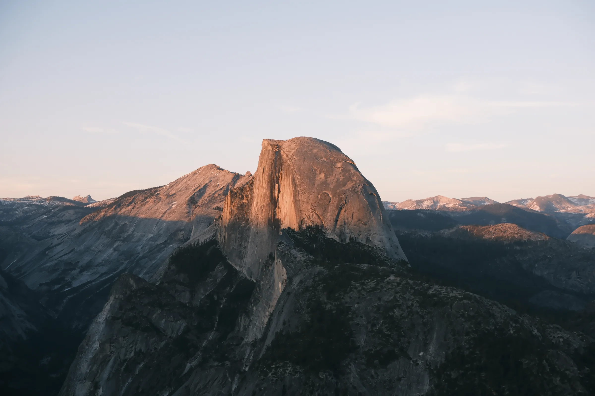 Half Dome catching the last warm light above Yosemite Valley